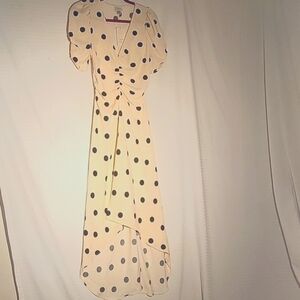 A New Day Hi-Lo Womans Beige with Black Polka Dot Dress, Size: XS, NWT